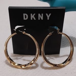 DKNY... Medium Twist Hoop Earrings, 1.5"